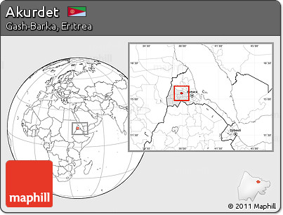 Blank Location Map of Akurdet, highlighted parent region, within the entire country