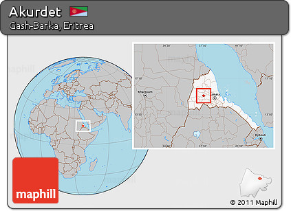 Gray Location Map of Akurdet, highlighted country