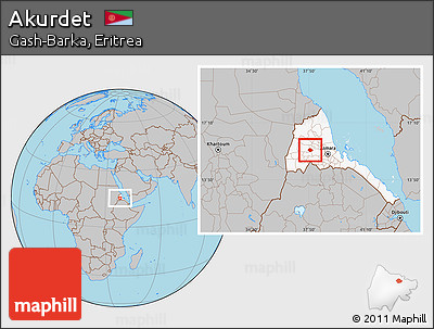 Gray Location Map of Akurdet, highlighted country