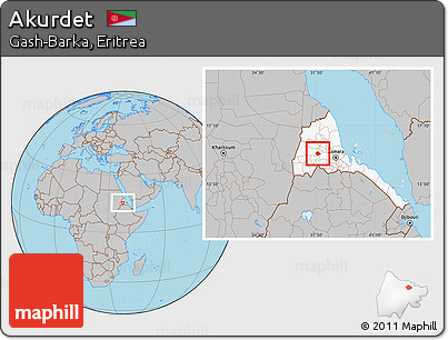 Gray Location Map of Akurdet, highlighted country