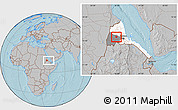 Gray Location Map of Akurdet, highlighted country, highlighted parent region, within the entire country, hill shading
