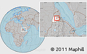 Gray Location Map of Akurdet, highlighted parent region, within the entire country, hill shading