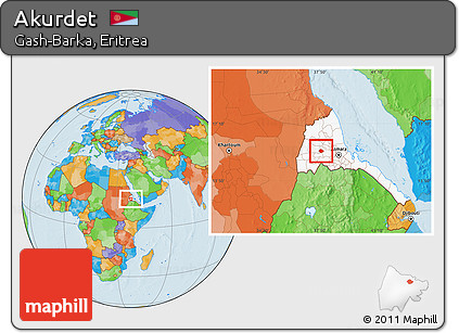 Political Location Map of Akurdet, highlighted country