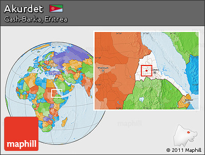 Political Location Map of Akurdet, highlighted country
