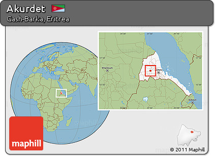 Savanna Style Location Map of Akurdet, highlighted country