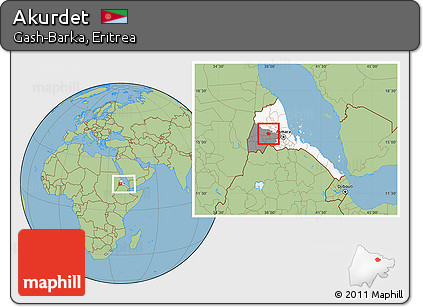 Savanna Style Location Map of Akurdet, highlighted country, highlighted parent region, within the entire country