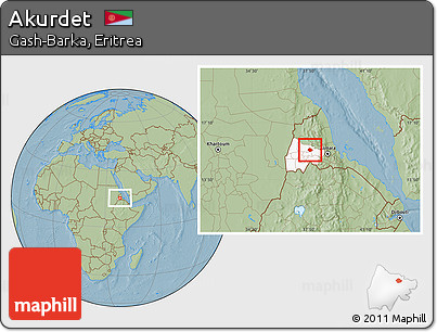 Savanna Style Location Map of Akurdet, highlighted parent region, hill shading