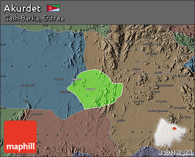 Political Map of Akurdet, darken, semi-desaturated