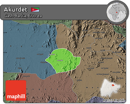 Political Map of Akurdet, darken, semi-desaturated
