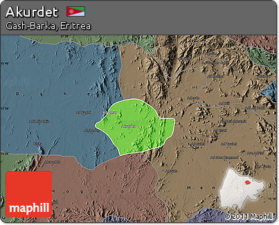 Political Map of Akurdet, darken, semi-desaturated