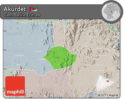 Political Map of Akurdet, lighten, semi-desaturated