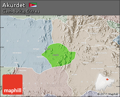 Political Map of Akurdet, lighten, semi-desaturated