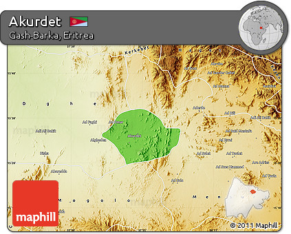 Political Map of Akurdet, physical outside