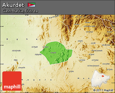 Political Map of Akurdet, physical outside