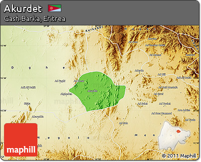 Political Map of Akurdet, physical outside