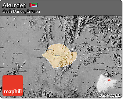 Satellite Map of Akurdet, darken, desaturated