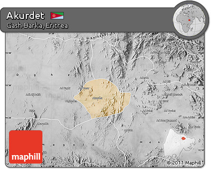 Satellite Map of Akurdet, desaturated