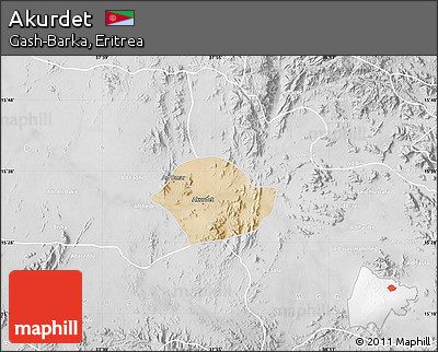 Satellite Map of Akurdet, lighten, desaturated