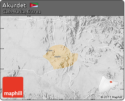 Satellite Map of Akurdet, lighten, desaturated