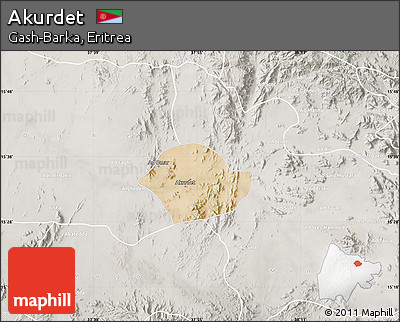 Satellite Map of Akurdet, lighten, semi-desaturated