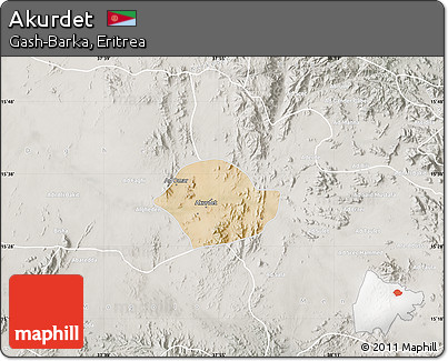 Satellite Map of Akurdet, lighten, semi-desaturated