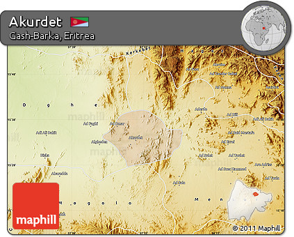 Satellite Map of Akurdet, physical outside