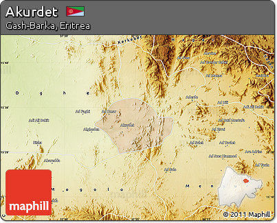 Satellite Map of Akurdet, physical outside