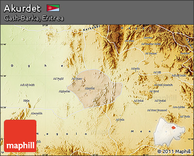 Satellite Map of Akurdet, physical outside