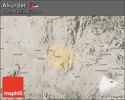 Satellite Map of Akurdet, semi-desaturated