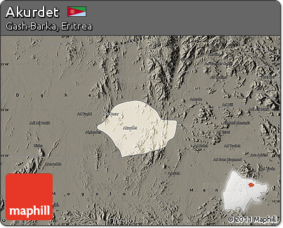 Shaded Relief Map of Akurdet, darken
