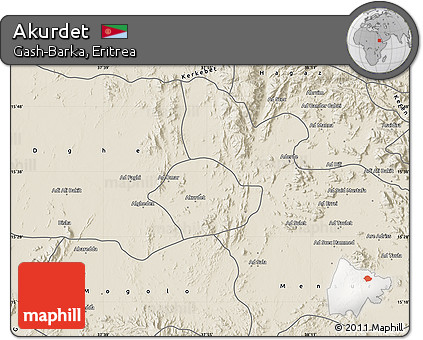 Shaded Relief Map of Akurdet