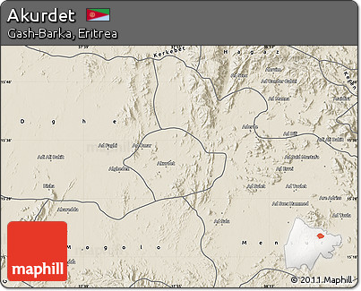 Shaded Relief Map of Akurdet