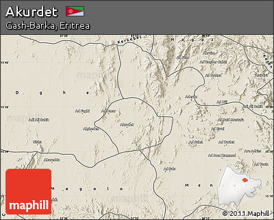 Shaded Relief Map of Akurdet