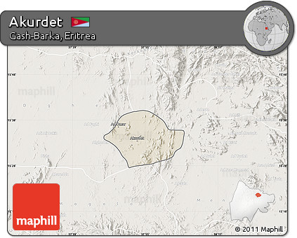 Shaded Relief Map of Akurdet, lighten