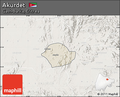 Shaded Relief Map of Akurdet, lighten