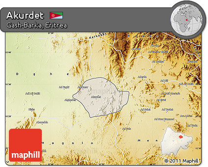 Shaded Relief Map of Akurdet, physical outside