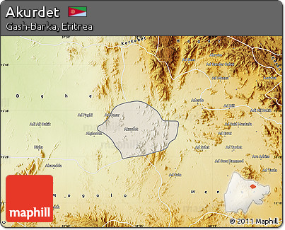 Shaded Relief Map of Akurdet, physical outside