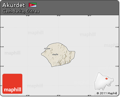 Shaded Relief Map of Akurdet, single color outside