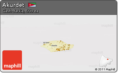 Physical Panoramic Map of Akurdet, cropped outside