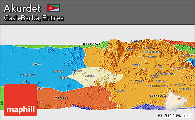 Physical Panoramic Map of Akurdet, political outside