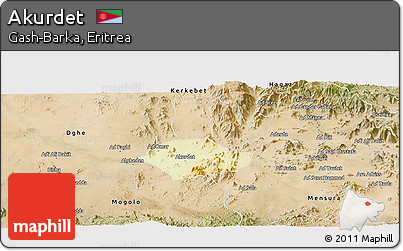 Physical Panoramic Map of Akurdet, satellite outside
