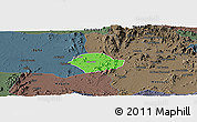 Political Panoramic Map of Akurdet, darken, semi-desaturated