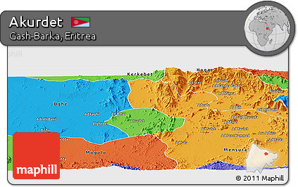 Political Panoramic Map of Akurdet