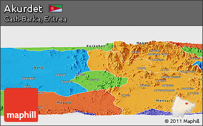 Political Panoramic Map of Akurdet