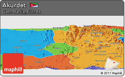 Political Panoramic Map of Akurdet