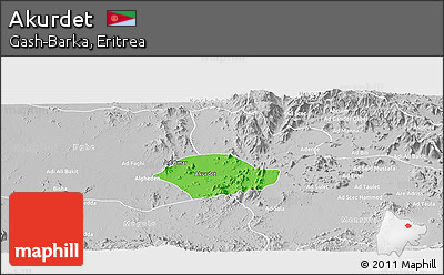 Political Panoramic Map of Akurdet, lighten, desaturated