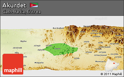 Political Panoramic Map of Akurdet, physical outside