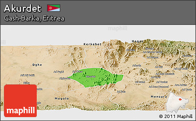 Political Panoramic Map of Akurdet, satellite outside