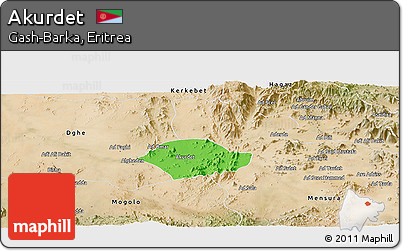 Political Panoramic Map of Akurdet, satellite outside