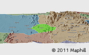 Political Panoramic Map of Akurdet, semi-desaturated